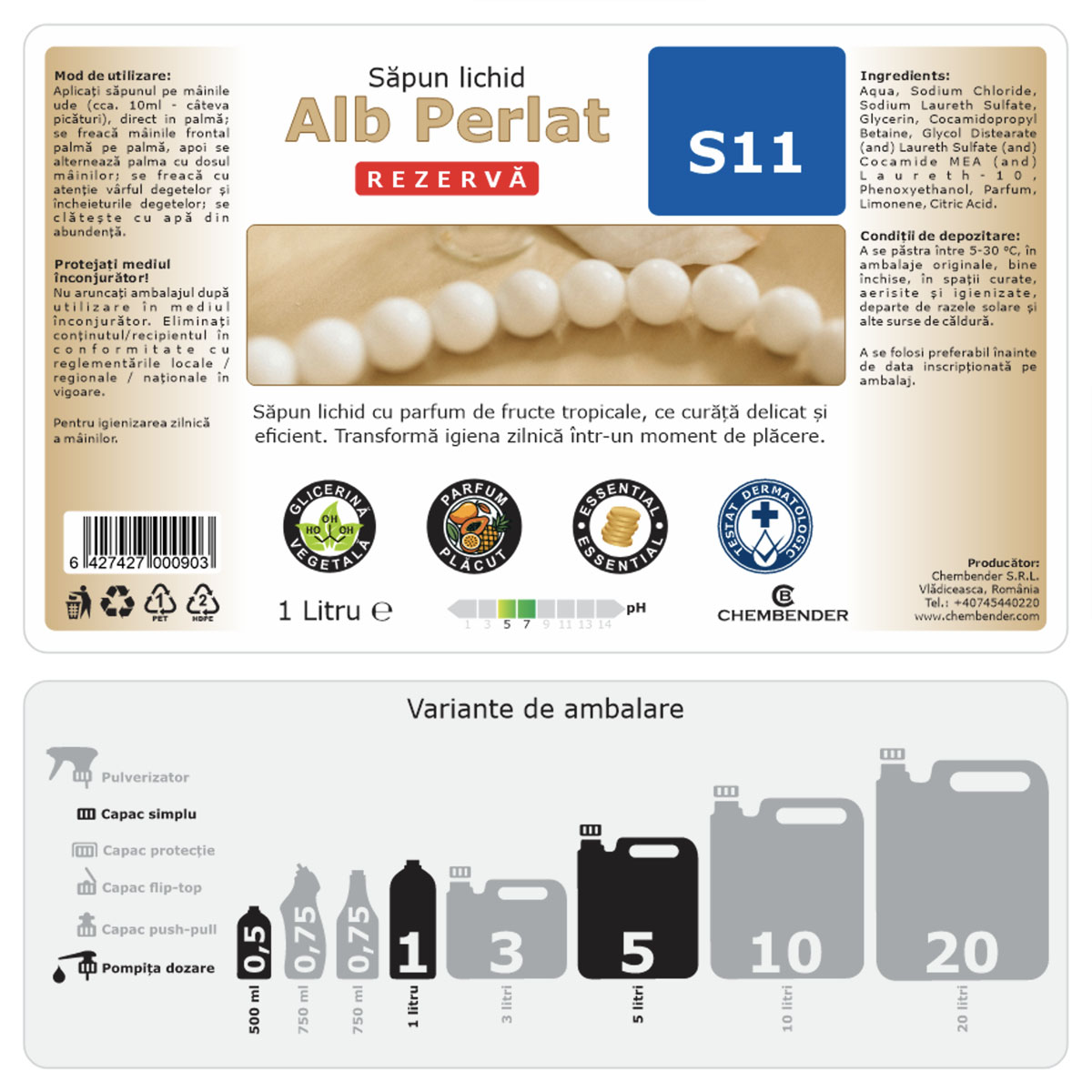 Sapun lichid parfumat Alb Perlat S11
